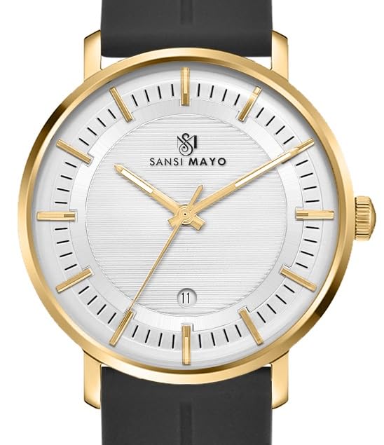 Image of SANSI MAYO Analog Watch for Men with Silicone Band | Magnetic Lock Strap | Japanese Quartz Movement | Water Resistant | Formal & Casual Wristwatch Gift