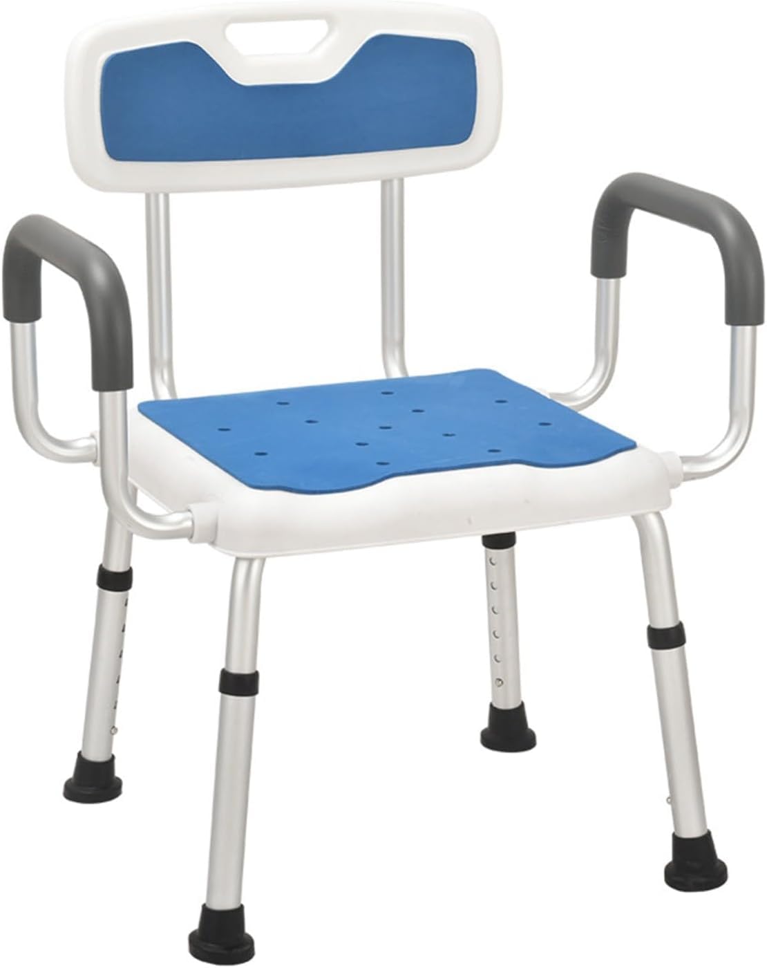Silla de Ducha de 6 Niveles de Altura Ajustable, con reposabrazos y Respaldo Acolchados Banco Antideslizante Asiento de bañera for baño, Asientos de baño de Seguridad for Adultos Ancianos(A)