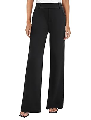 FireSwan Women's Wide Leg Dress Pants High Waisted Stretchy Work Trousers Business Casual Office Pull on Slacks with Pockets