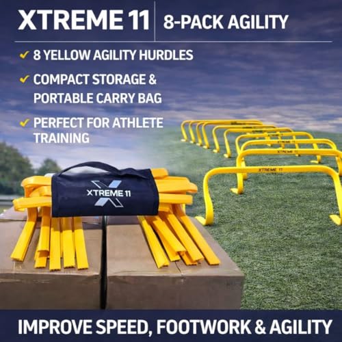 Durable Agility Hurdles - for Athletes of All Skill Levels, 8PCS of 5.9-In, Training Hurdles for Sports, Fitness, and Agility Drills - PE Material Yellow Speed Hurdles for Soccer and Football Training