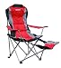 Outdoor Quad Camping Chair - Lightweight, Portable Folding Design - Adjustable Footrest, Cup Holder, Storage Carrying Bag - Durable Material, Steel Frame (Red)