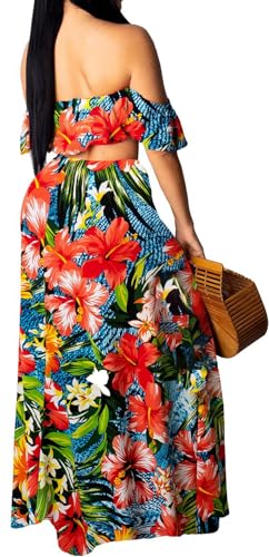 Image of Sexy Two Piece Sets for Women Vacation Elegant Sleeveless Top Long Split Maxi Dress Beach Swimwear
