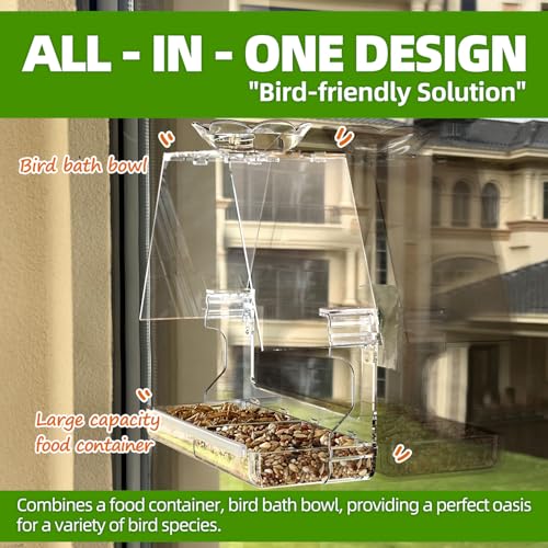 Image of WENMIXER Window Bird Feeder with Non-Marking Self-Adhesive Hooks