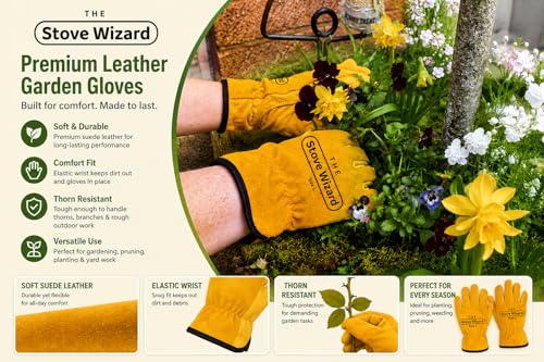 Guantes de cuero para jardinería transpirables y resistentes a espinas 6