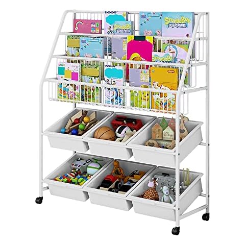 MOAMUN Estantería Organizador de para niños con 4 Ruedas Móviles Cover