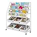 MOAMUN Aufbewahrungsschrank Bücherregale für Kinder mit Beweglichen Rollen - Kinder-Bücherregal Kinderregal - Kinderzimmerregal mit Aufbewahrungsboxen (92 x 30 x 101 cm, Beige)