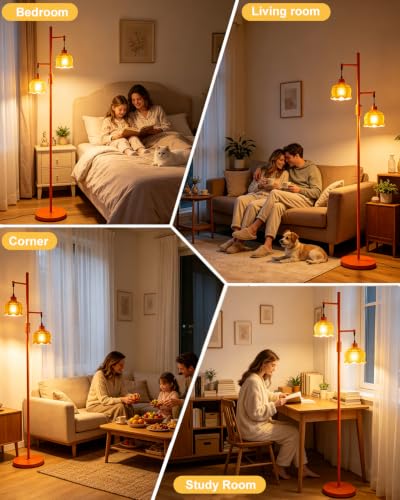 Image of Lightdot Globe Floor Lamp with LED Bulbs Included, Dimmable Floor Lamps,Unique Modern Standing Tall Lamp for Bedroom Living Room /Sofa Beside /Corner Decor-Gold