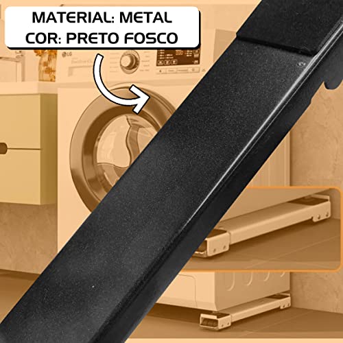 Suporte Com Rodinhas Base Ajustável Máquina Lavar Fogão Geladeira Móveis Resistente