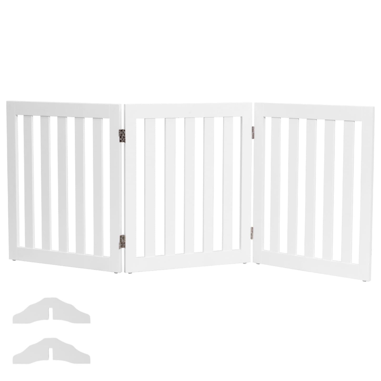 COSTWAY Cancelletto per Cani Pieghevole in Legno con 3 Ante, Ideale per Cani di Piccola/Media Taglia, Adatto a Scale, Soggiorno e Cucina, 152 x 60 cm, Bianco