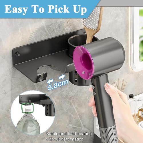 Image of HASTHIP Hair Dryer Stand Wall Mounted Holder for Bathroom Self Adhesive