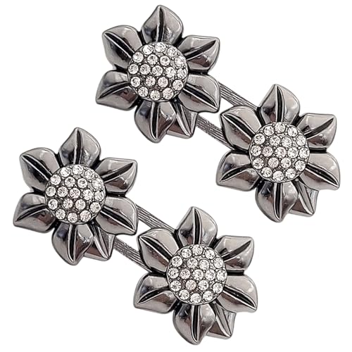 クリスタル装飾された調整可能なウエストボタンジーンズのためのピン閉鎖 合金ファッションアクセントウエストチンチャーボタンとラインストーンの花