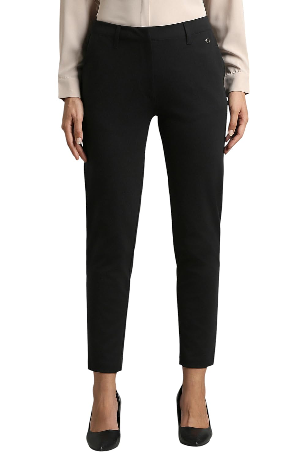 van heusen Women's Cotton Blend Tapered Fit High Waist Straight Stretch Pants-picture-28