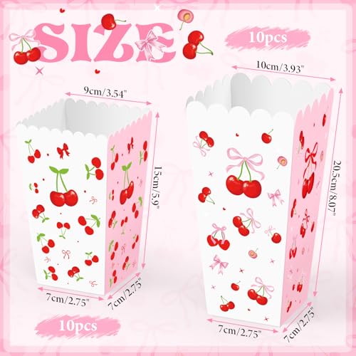 Image of K KUMEED 20 PCS Cherry Party Supplies,Cherry Popcorn Favor Boxes,Summer Fruit Cute Cherry Birthday Decorations Popcorn Bowls Popcorn Buckets Popcorn Bags for Baby Shower Daily Holiday (Medium)
