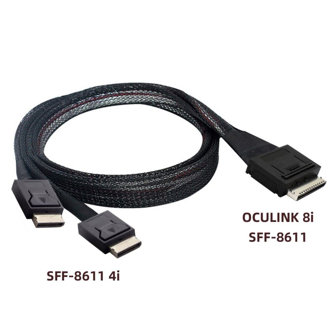 chenyang CY SFF-8611 - Cable SFF-8611 a SFF-8611 (conector de datos SSD, 1 macho a 2 conectores SSD, 50 cm)