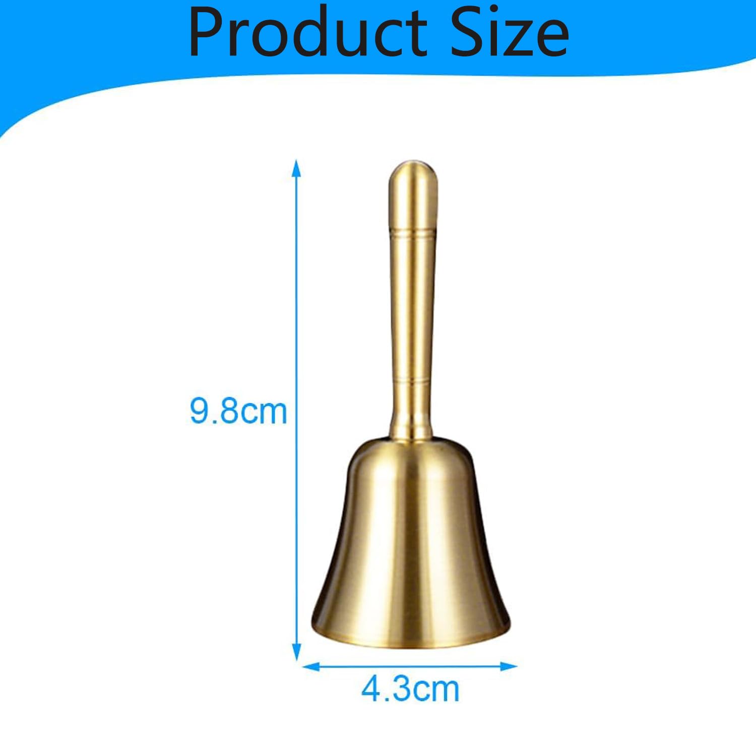 Campana a Mano Con Manico, Campana a Mano In Ottone Massiccio, Campanello Di Servizio, Campanellino Per Cucina, Dinner Bell, Grande Tenuto In Mano Chiamata Campana, Compatto e Portatile