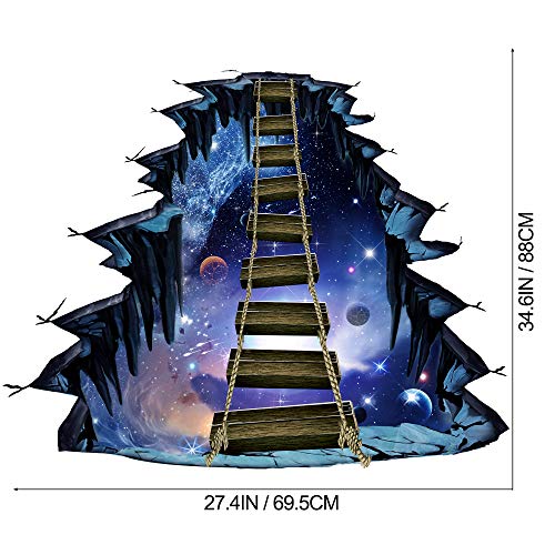 Dtlifek Removable 3D Outer Space Planets Wall Stickers Creative Blue Galaxy Universe Wall Decals Ladder Decor For Kids Baby Boy And Girls Bedroom Ceiling Home Walls Floor Living Room Decoration (B) #TOP5