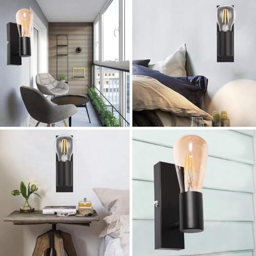 Lámpara de pared E27 retro minimalista rectangular con rotación ajustable negra para decoración interior 7