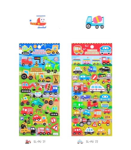 Image of Kids Vehicle Stickers Set - Cars, Trucks, Fire Engine, Ambulance, Police & Airplane Stickers for Toddlers, Scrapbooking, School Projects & DIY Crafts