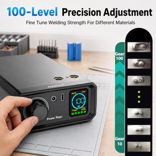 AWithZ UK1 Poste à souder sans fil 9000W avec bouton rotatif, 100 vitesses, commande à pédale, machine de soudage par points de 0,1 à 0,3mm pour la fabrication de batteries DIY – vue 6