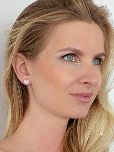 Mariell Cubic Zirconia Cz Clip On Stud Earrings,10Mm Cushion Shape Pave Halo Non Pierced Round Solitaire #TOP1