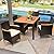 Flamaker 5 Piece Patio Dining Set Outdoor Acacia Wood Table and Chairs with Soft Cushions Wicker Patio Furniture for Deck, Backyard, Garden