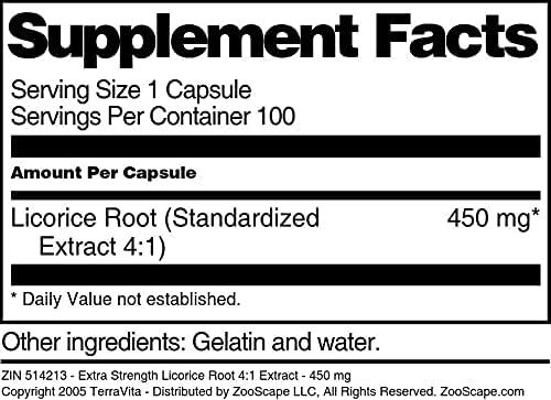 Miniatura 3 de Extracto de raíz de regaliz extra fuerte 41 - 450 mg (100 cápsulas, ZIN 514213)