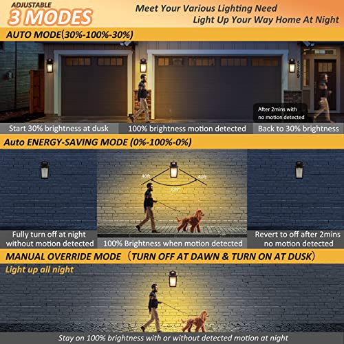 Image of Oil Rubbed Bronze Motion Sensor Outdoor Lights 2 Packs - Waterproof Dusk to Dawn Outdoor Lighting, Brown Exterior Garage Light Fixture, Porch Light Outside Wall Mount for House, Front Door, Anti-Rust