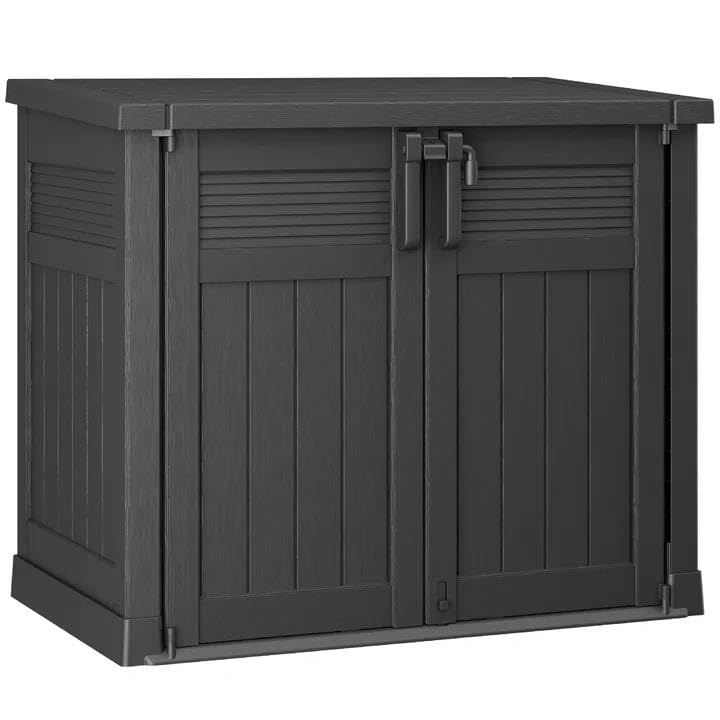 Image of LHBcraft Large Outdoor Storage Cabinet 51 Cu Ft with Lockable, Outdoor Storage Box with Pneumatic Hydraulic Lid-Easy to Assemble, Waterproof Outdoor Storage Shed for Backyards, Patios