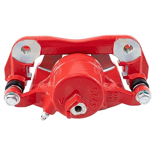 Image of TRQ Front Brake Caliper Set Painted Red Brackets Compatible with 2002-2004 Honda CR-V 2003-2011 Honda Element