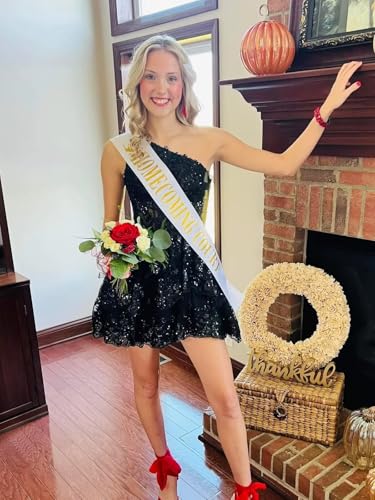 Tiered Sequin Homecoming Dresses for Teens 2025 Short Sparkly Corset One Shoulder Prom Cocktail Party Gown4