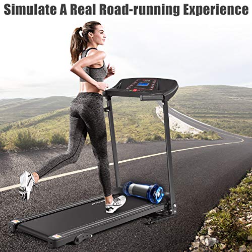 Goplus Electric Folding Treadmill, Adjustable Incline And Low Noise Design, With Lcd Display And Heart Rate Sensor, Compact Running Machine For Home Office Apartment #TOP7