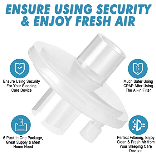 6 Packs Fit-Inline Filter For Cpap Units, Universal Filters For 22Mm T/15Mm Tubing-Filter Particles Degraded By Foam, Ensure Super Fresh Air For Home Experience #TOP1