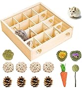Hamster Wooden Maze Tunnel with Transparent Plastic Cover and Chew Toys Comfortable Playhouse for...