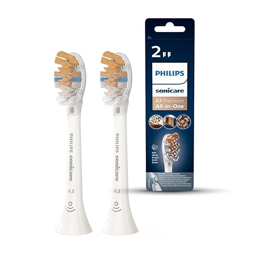 Philips Sonicare Lot de 2 têtes de brosses à dents électriques soniques A3 Premium All-in-One pour la santé complète, Blanc (Modèle HX9092/10)