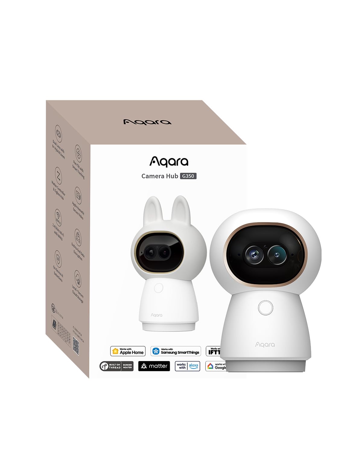 Photo 1 of Aqara 4K UHD Dual-Lens Matter Camera Hub G350, Indoor Security Camera 9X Zoom, 360° Pan & Tilt, AI Auto-Tracking, Face/Gesture Recognition, Works with Apple HomeKit, Alexa, Google Home, SmartThings