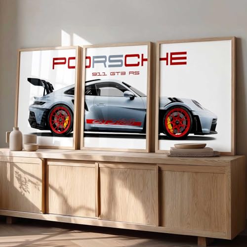 Image of HOTHOUSE Big Porsche Cars Framed Posters Gift Items for Boys Room Wall Decoration Bedroom Living Room Office Studio Decor | Car Poster Frame for Wall Decor Set Of 3 Size (10 X 13 inch)