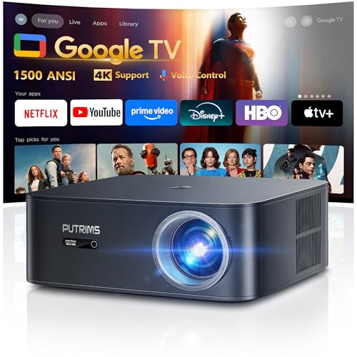 [Updated 2000 ANSI/Google TV/4K Support] Smart-Projector with...