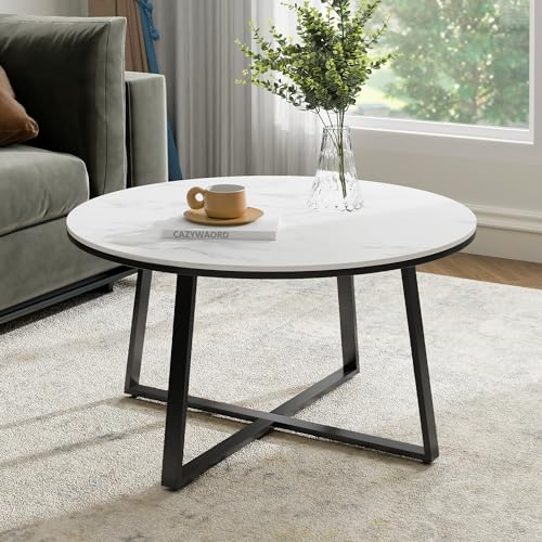 MAYPEX 30" Sintered Marble Top Coffee Table Black
