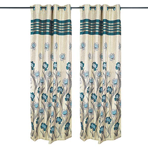 Image of Story@Home Set of 4 Piece Jacquard Multi Eyelet Fancy 5 feet Premium Designer Window Curtains, 60 inch X 46 inch, Cream