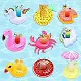 Xerteam Getränkehalter Pool, 9 Stück Aufblasbar Getränkehalter Tier Obst Schwimmend Getränkehalter, Pool Getränke für Sommer Party Hawaii Beachparty Kinder Familien