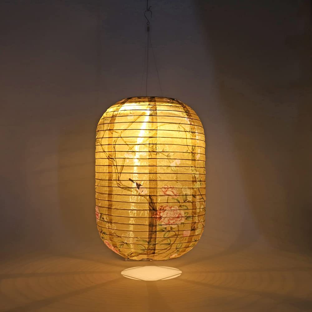 SPEPROECO 25cm Solar Lanterns LED Light Nylon Cloth Chinese Hanging Lanterns Lamp Waterproof Japanese Lanterns for Outdoor Garden Wedding Holiday Party Decoration