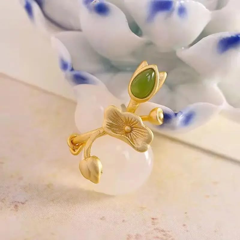Image of 925 Sterling Silver Lotus Necklace For Women - 14K Gold Filled Lotus Flower Original Pendant Necklaces Lotus Leaf Necklace, Lotus Flower Pendant Necklace, Lotus Flower Necklace