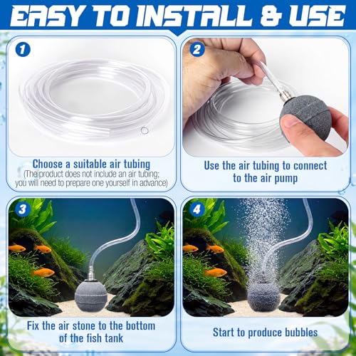 Image of Reginary 20 Pcs Air Stones 2 Inch for Aquariums, Ponds, Hydroponics, Ball Oxygen Bubbler Diffuser Stone Bubble Aerator for Air Pump, Fish Tank, Bucket, and DWC Reservoirs (Grey)