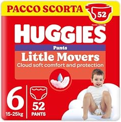 Huggies Little Movers Pannolini Mutandina Taglia 6 (15-25 Kg), Ultra assorbente, Design Disney, Pacco Scorta, 52 Pz