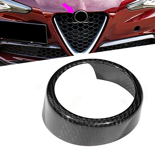 Image of Acouto for Giulia, Carbon Fiber Front Grill Badge Sign Surround Bracket Trim Fit for Giulia 17-19