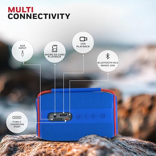 Image of Honeywell Suono P310 Bluetooth 6.0 Speaker, 10W, Deep Bass Dual Radiators, 12H Playback, IPX6, Dual Speaker Pairing, RGB Lights, USB /AUX /SD, Type-C Charging, Built-in Mic, 2yr Manufacturer Warranty