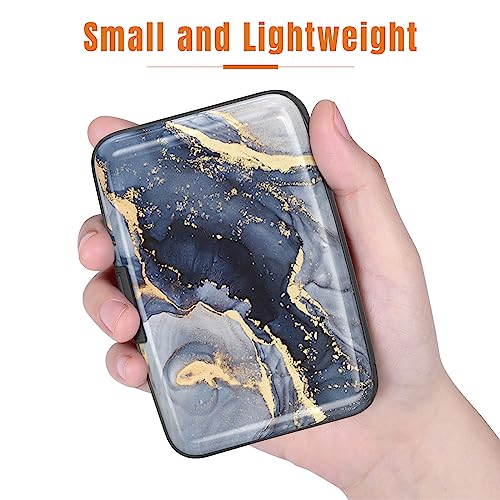 Image of Rimilak Aluminuml Credit Card Holder, Mini Credit Card Wallet RFID Blocking Slim Metal Hard Case for Women Men, Grey Gold Mable