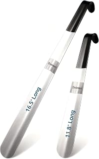 2 Pack Metal Shoe Horn, Premium Stainless Steel Shoehorn for Boots