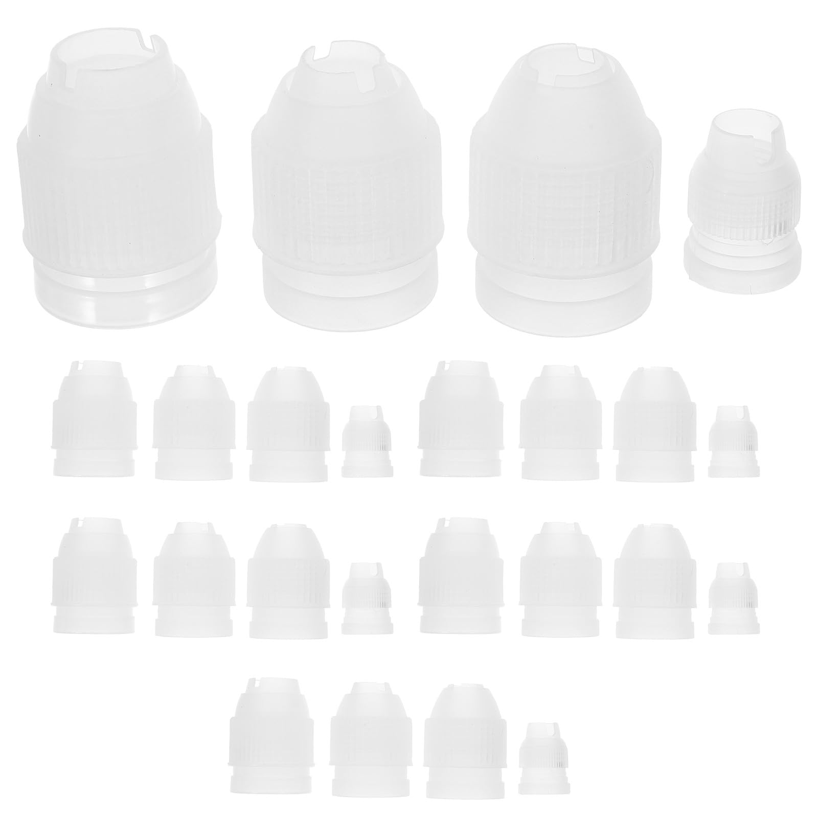 SUPVOX 24pcs Piping Bag Coupler Adaptor Set with 1.6cm, 2cm, 2.4cm, 2.6cm Nozzle Converters for Cake Decorating and Pastry Icing Accessories