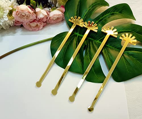 Pack of 20 Sun Drink Stirrers,Acrylic Sunshine Cocktail Stir Sticks for Party&Festival Decorations,Baby Theme Stirrers (Gold Mirror)